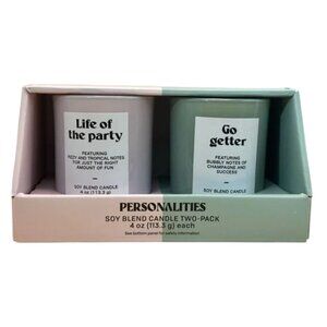 Personalities Soy Blend Candle Set 4oz 2-Pack Go Getter & Life Of The Party
